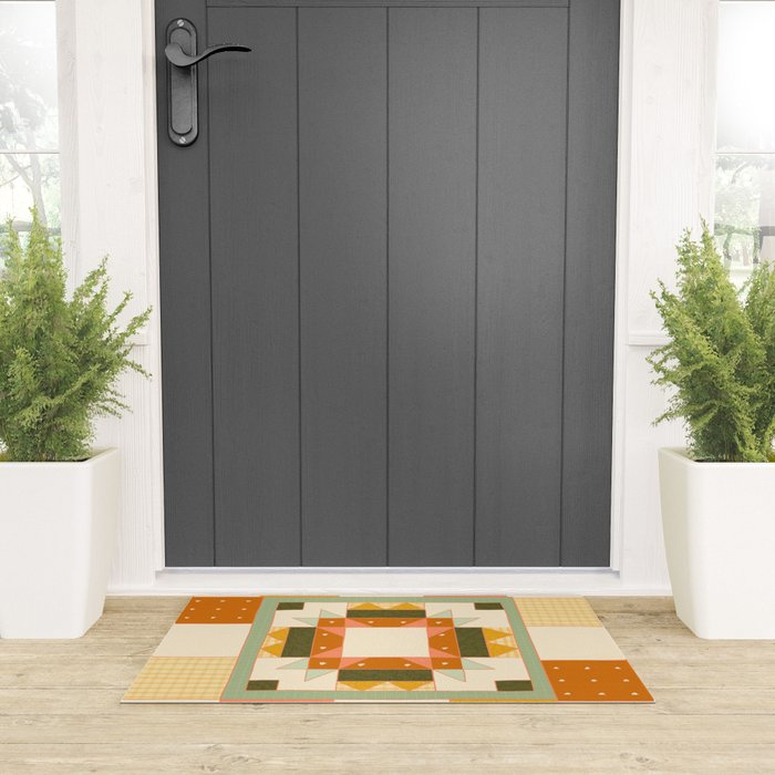 Vintage Quilt Square Welcome Mat Gallery Image 3