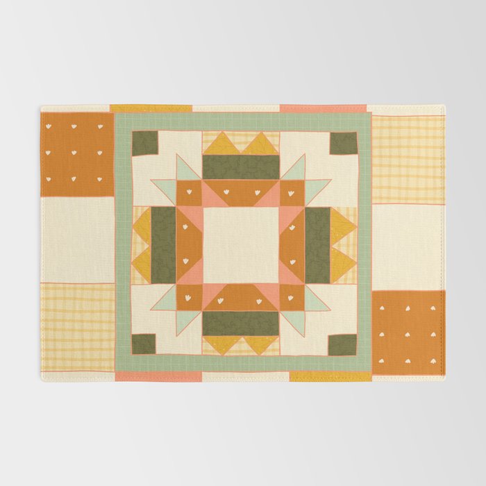Vintage Quilt Square Rug Gallery Image 2