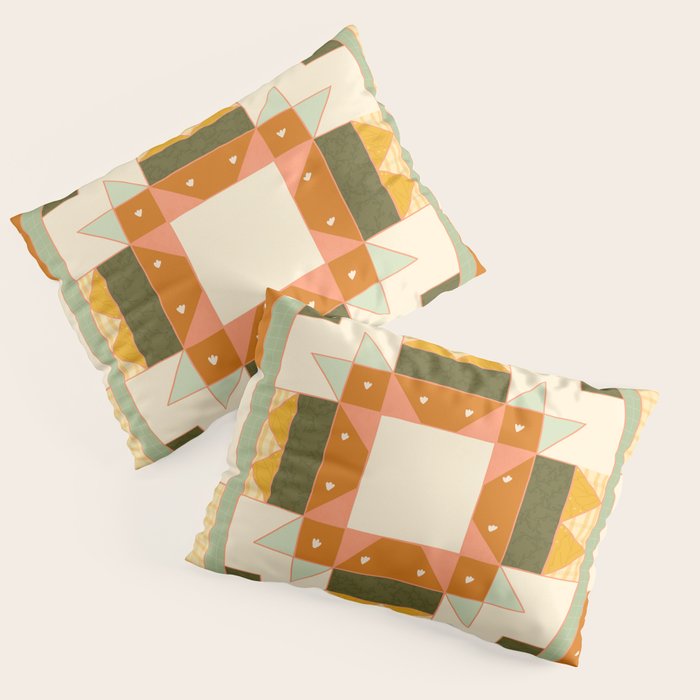 Vintage Quilt Square Pillow Sham Gallery Image 3