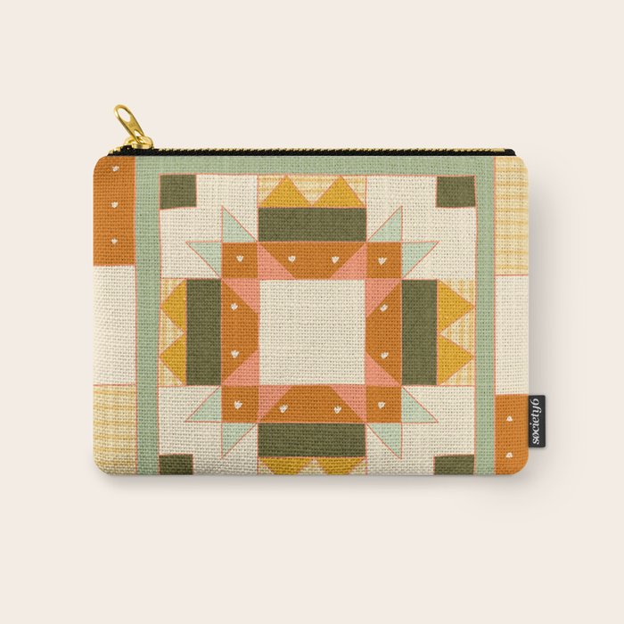 Vintage Quilt Square Carry All Pouch Gallery Image 1