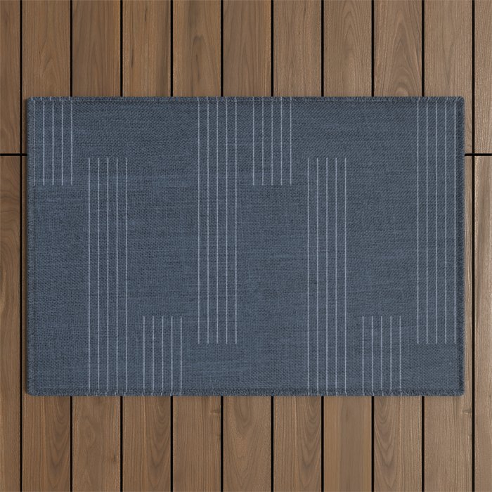 Minimal Striped Pattern, Navy Blue Outdoor Rug Gallery Image 1