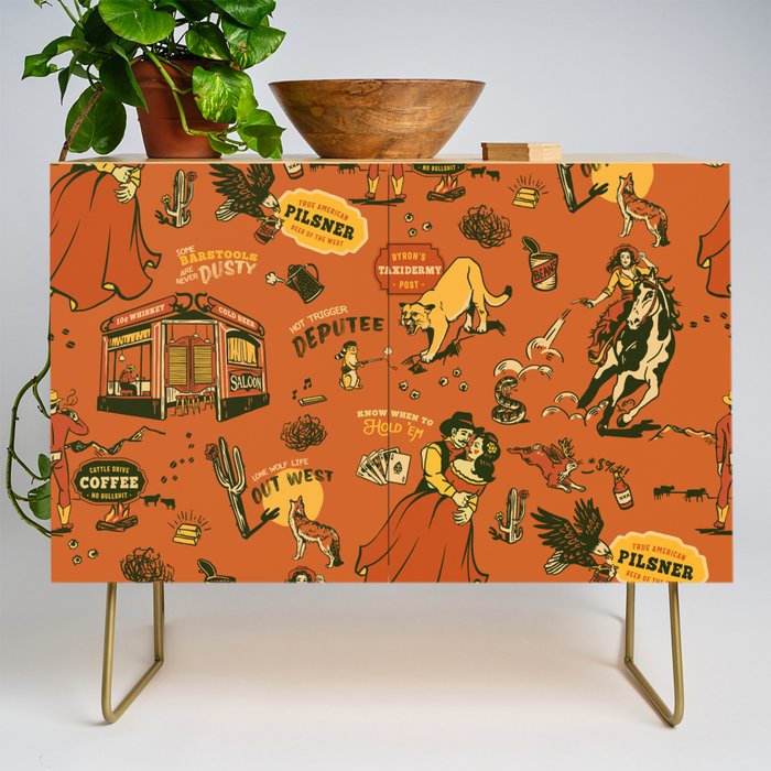 Old West-Inspired Vintage Pattern Credenza Gallery Image 1