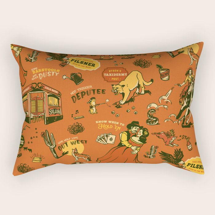 Old West-Inspired Vintage Pattern Rectangular Pillow Gallery Image 1