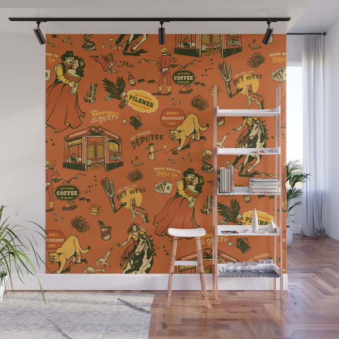 Old West-Inspired Vintage Pattern Wall Mural Gallery Image 1