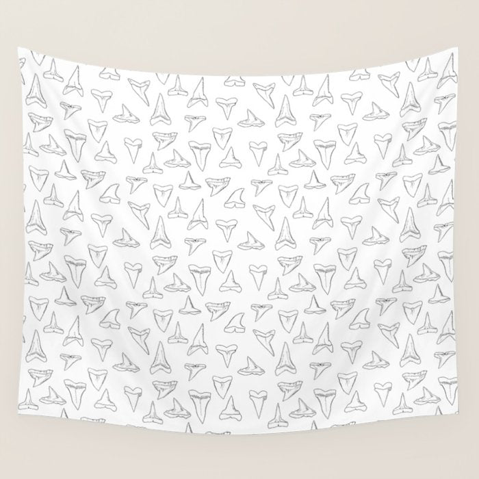 SHARK TEETH PATTERN-white Wall Tapestry Gallery Image 1