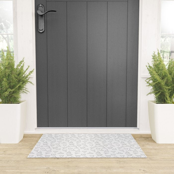 SHARK TEETH PATTERN-white Welcome Mat Gallery Image 3