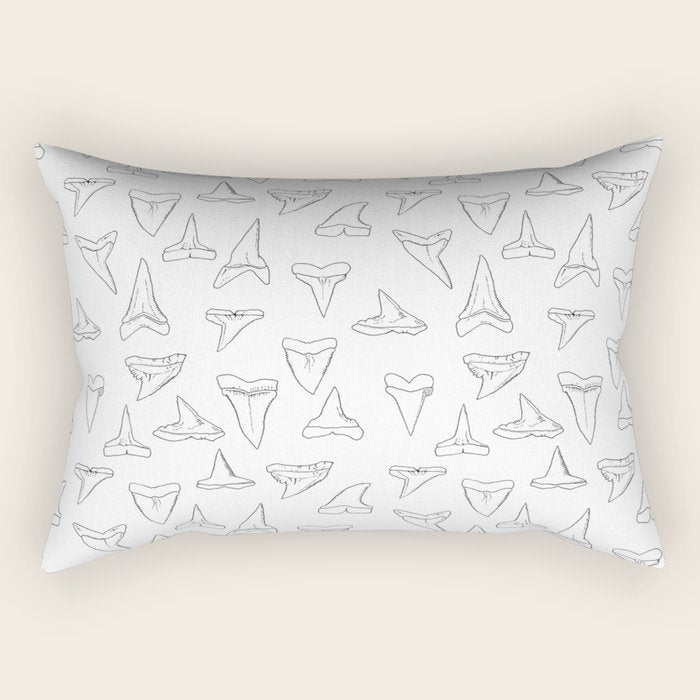 SHARK TEETH PATTERN-white Rectangular Pillow Gallery Image 2