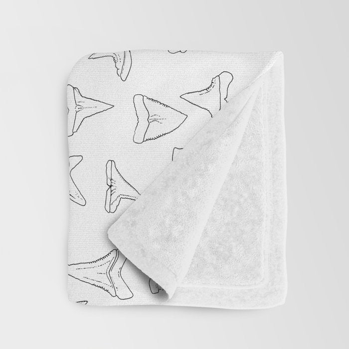 SHARK TEETH PATTERN-white Throw Blanket Gallery Image 3