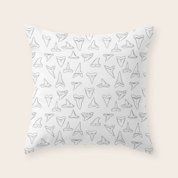 SHARK TEETH PATTERN-white Throw Pillow Gallery Image 1