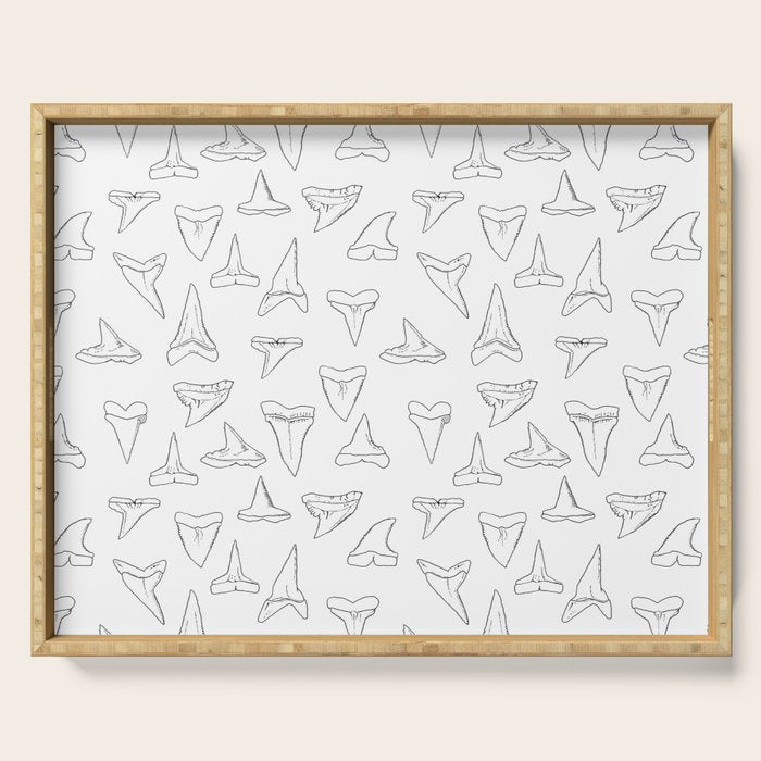 SHARK TEETH PATTERN-white Serving Tray Gallery Image 1