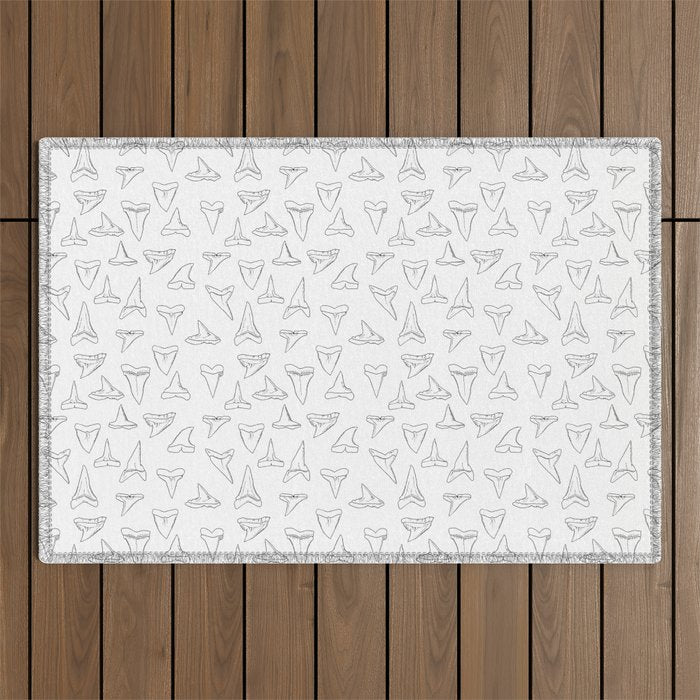 SHARK TEETH PATTERN-white Outdoor Rug Gallery Image 1