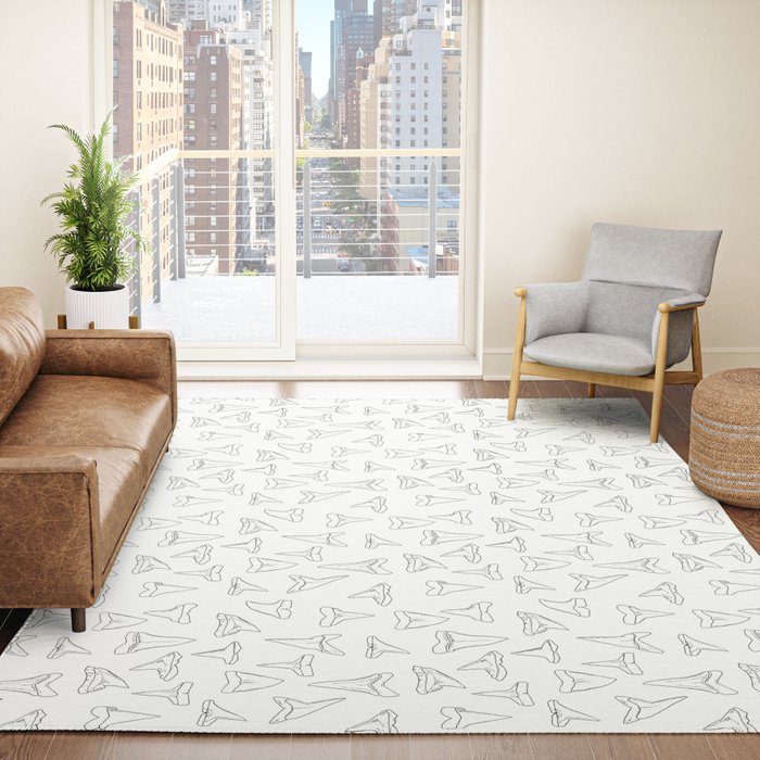 SHARK TEETH PATTERN-white Rug Gallery Image 4