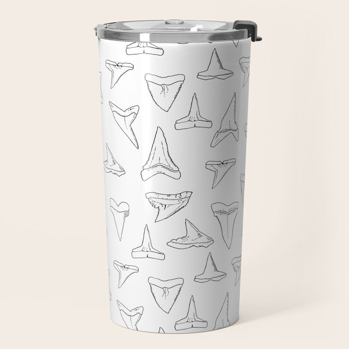 SHARK TEETH PATTERN-white Travel Mug Gallery Image 2