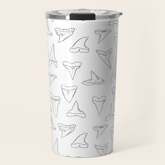 SHARK TEETH PATTERN-white Travel Mug Gallery Image 1