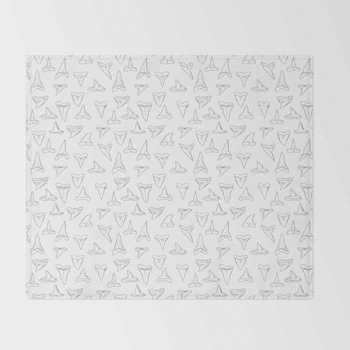 SHARK TEETH PATTERN-white Throw Blanket Gallery Image 2