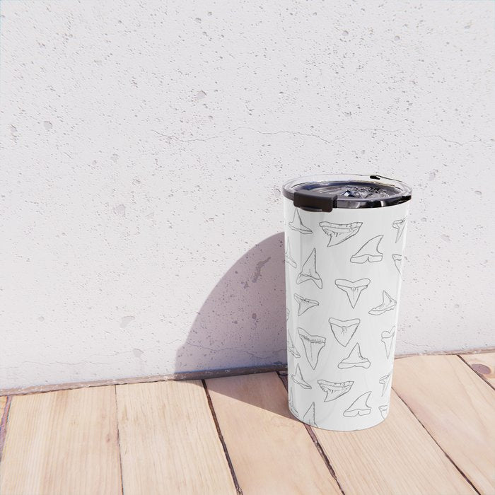 SHARK TEETH PATTERN-white Travel Mug Gallery Image 4