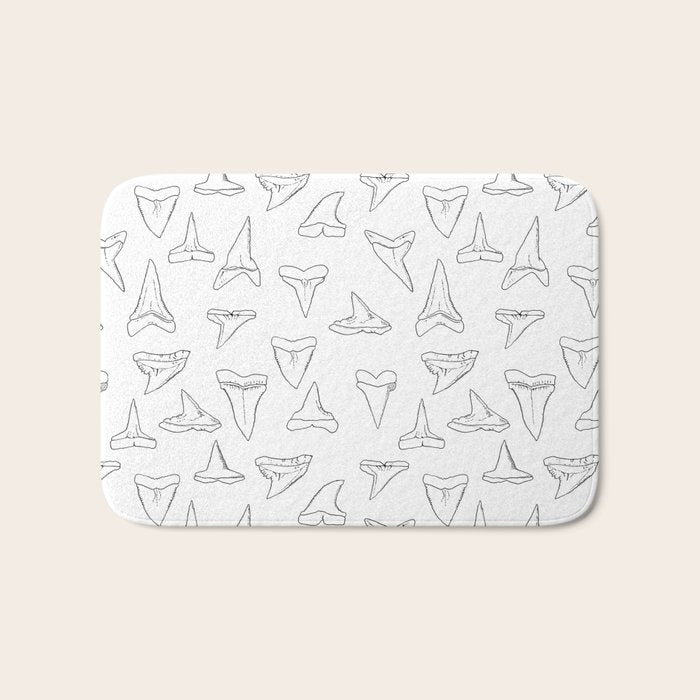 SHARK TEETH PATTERN-white Bath Mat Gallery Image 1