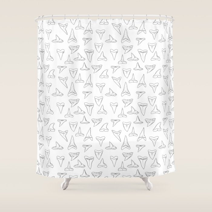 SHARK TEETH PATTERN-white Shower Curtain Gallery Image 1