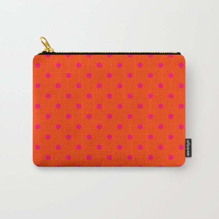 Orange Pop and Hot Neon Pink Polka Dots Carry All Pouch Gallery Image 1