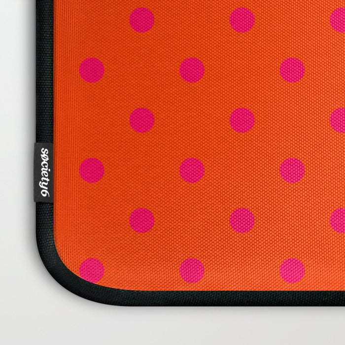 Orange Pop and Hot Neon Pink Polka Dots Laptop Sleeve Gallery Image 3