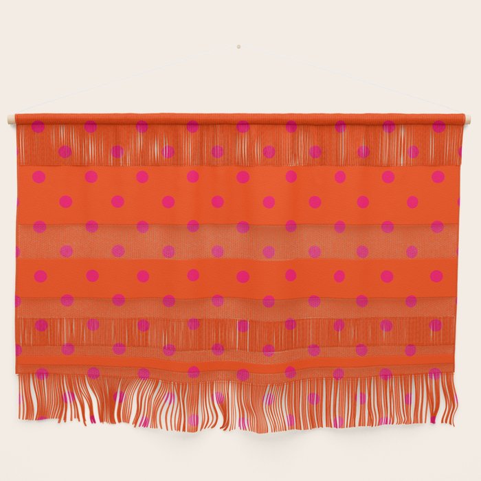 Orange Pop and Hot Neon Pink Polka Dots Wall Hanging Gallery Image 1