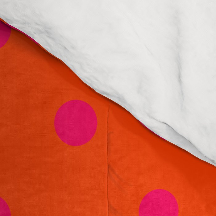 Orange Pop and Hot Neon Pink Polka Dots Comforter Gallery Image 4