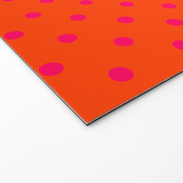 Orange Pop and Hot Neon Pink Polka Dots Welcome Mat Gallery Image 2