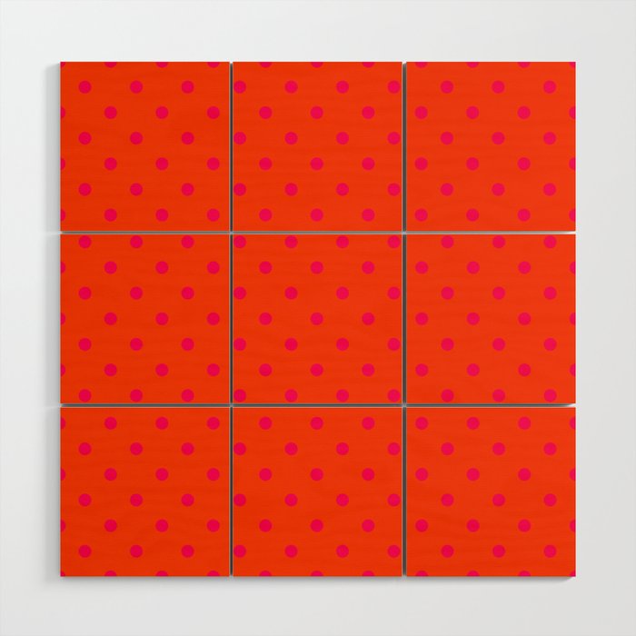 Orange Pop and Hot Neon Pink Polka Dots Wood Wall Art Gallery Image 1