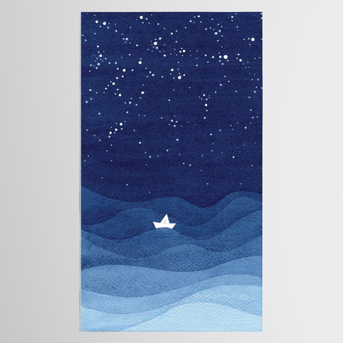 blue ocean waves, sailboat ocean stars Tablecloth Gallery Image 2