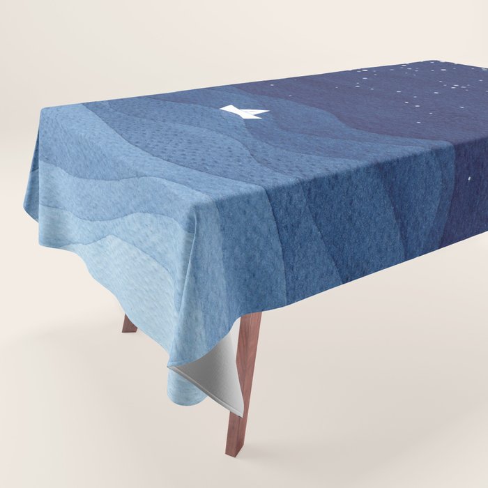 blue ocean waves, sailboat ocean stars Tablecloth Gallery Image 1