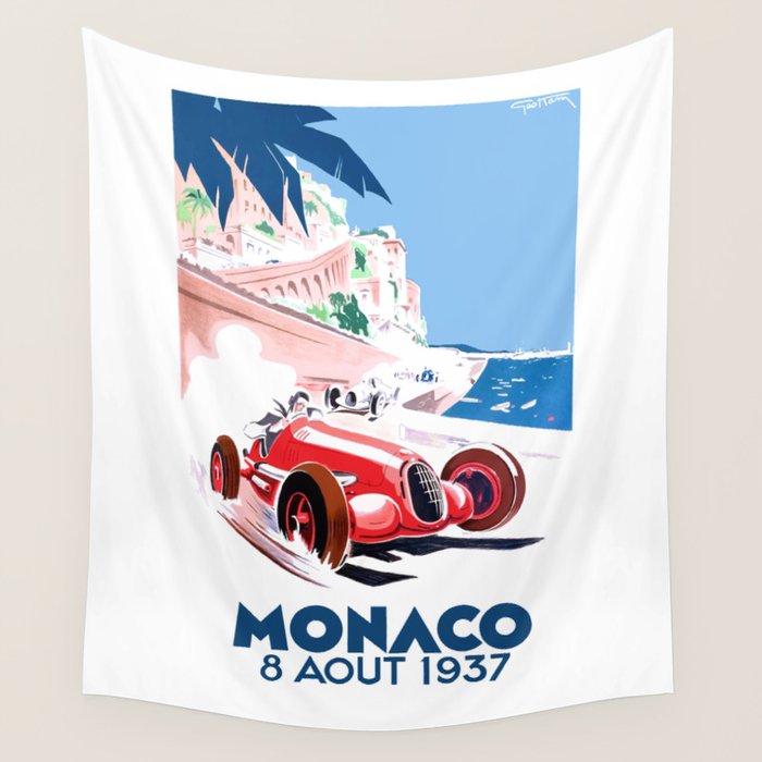 1937 MONACO Grand Prix Racing Poster Wall Tapestry Gallery Image 4