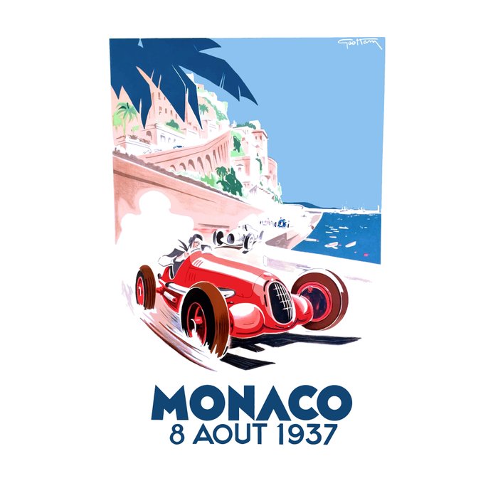 1937 MONACO Grand Prix Racing Poster Coffee Mug Gallery Image 2