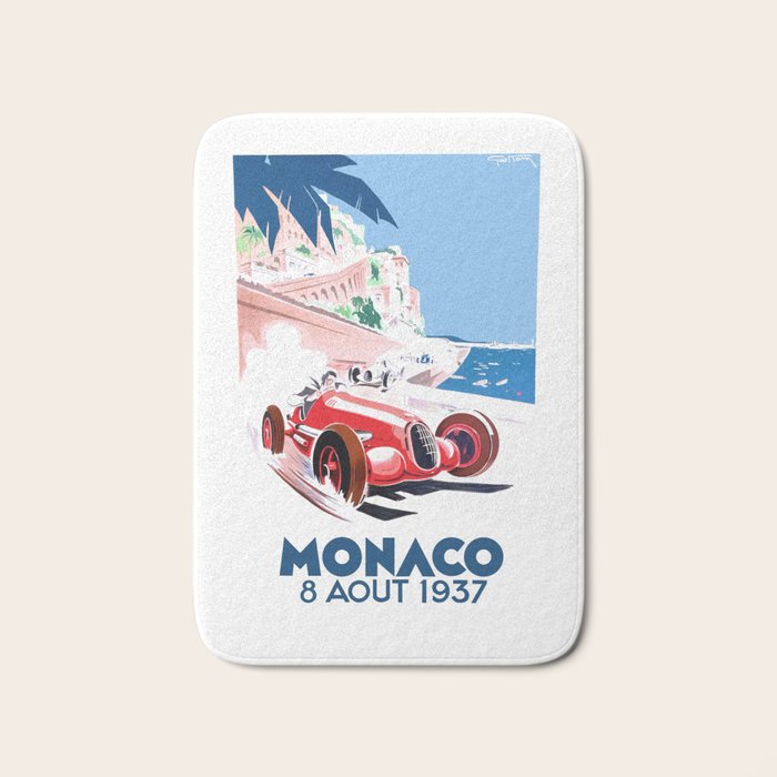 1937 MONACO Grand Prix Racing Poster Bath Mat
