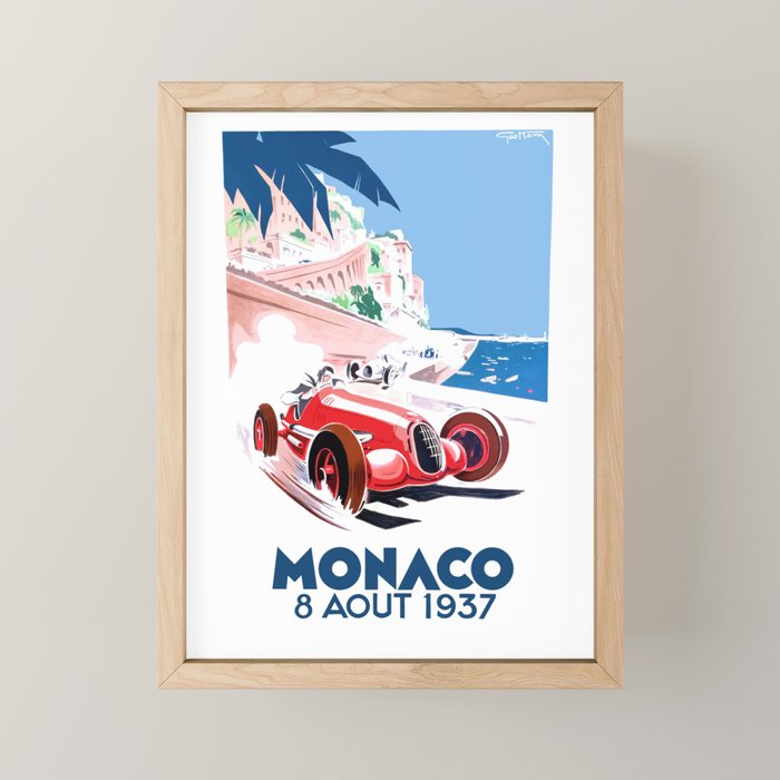 1937 MONACO Grand Prix Racing Poster Mini Art Print Gallery Image 1