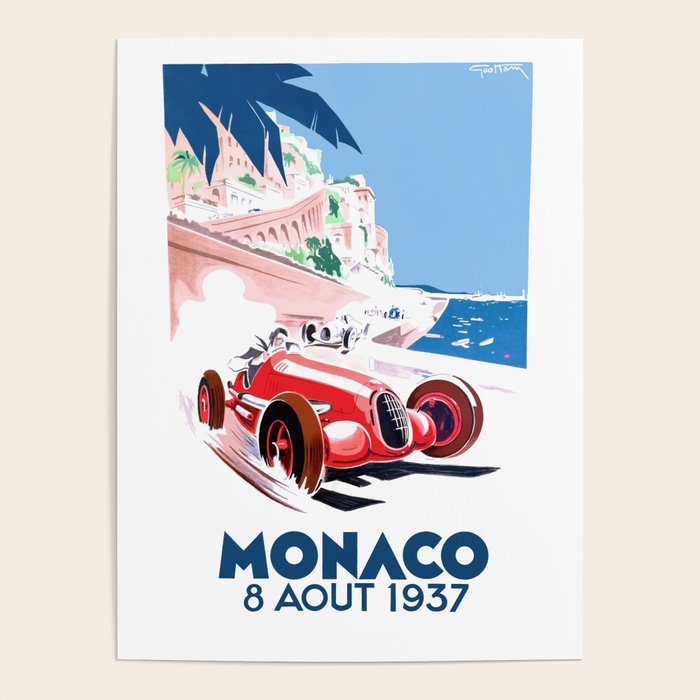 1937 MONACO Grand Prix Racing Poster Poster Gallery Image 4