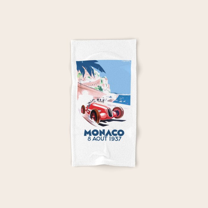 1937 MONACO Grand Prix Racing Poster Bath Towel Gallery Image 1