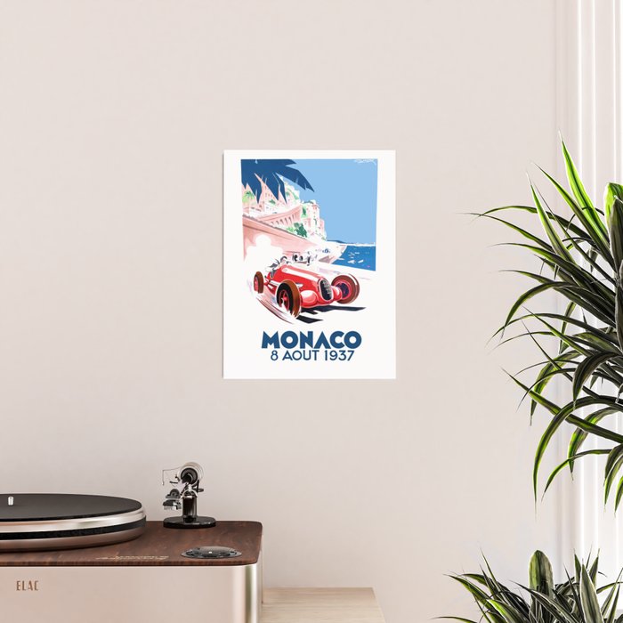 1937 MONACO Grand Prix Racing Poster Poster Gallery Image 2