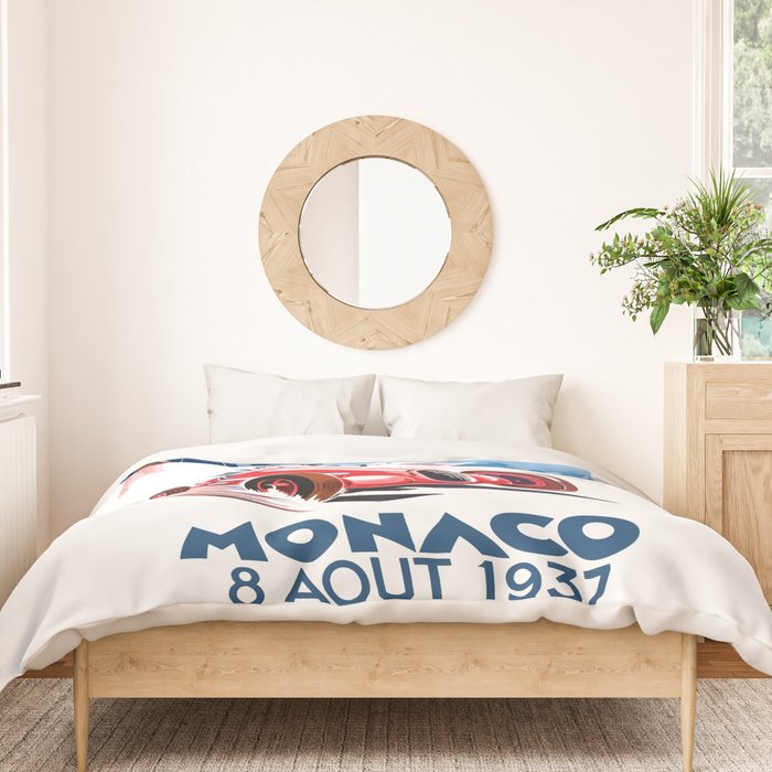 1937 MONACO Grand Prix Racing Poster Duvet Cover Gallery Image 3