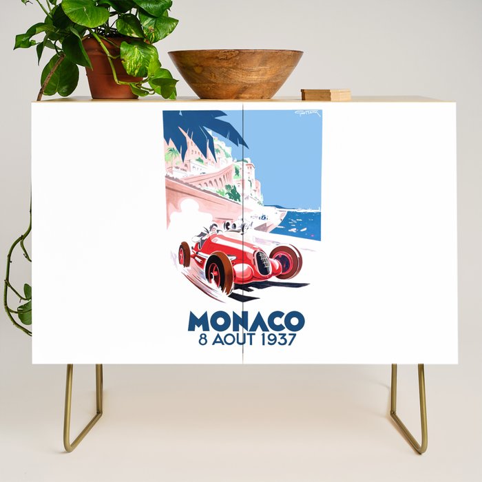 1937 MONACO Grand Prix Racing Poster Credenza Gallery Image 1