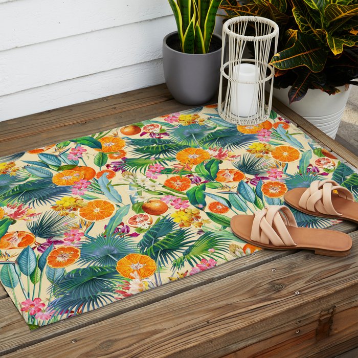 Tropical Orange Garden II Outdoor Rug Gallery Image 2
