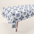 Mosaic,mediterranean,blue tiles art Tablecloth Gallery Image 1