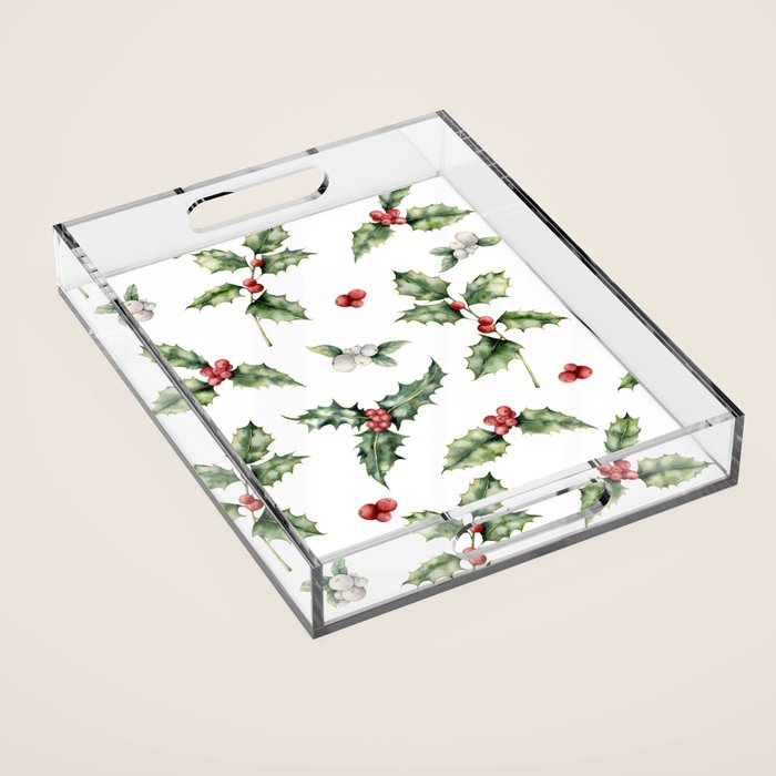 Christmas Holly Acrylic Tray Gallery Image 1