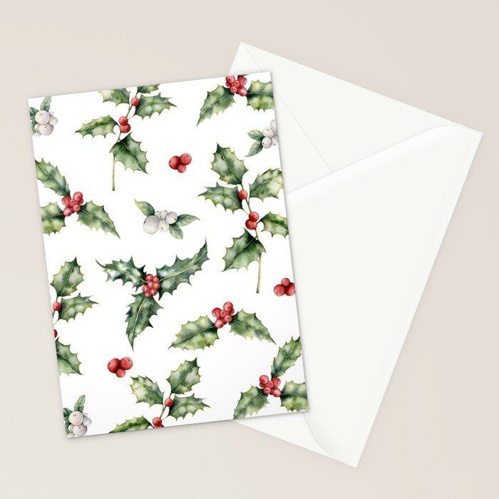 Christmas Holly Stationery Card Gallery Image 2