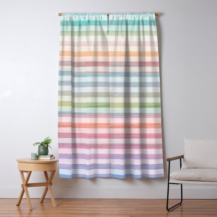 Colorful Soft Stripes Pattern Window Curtain Gallery Image 1