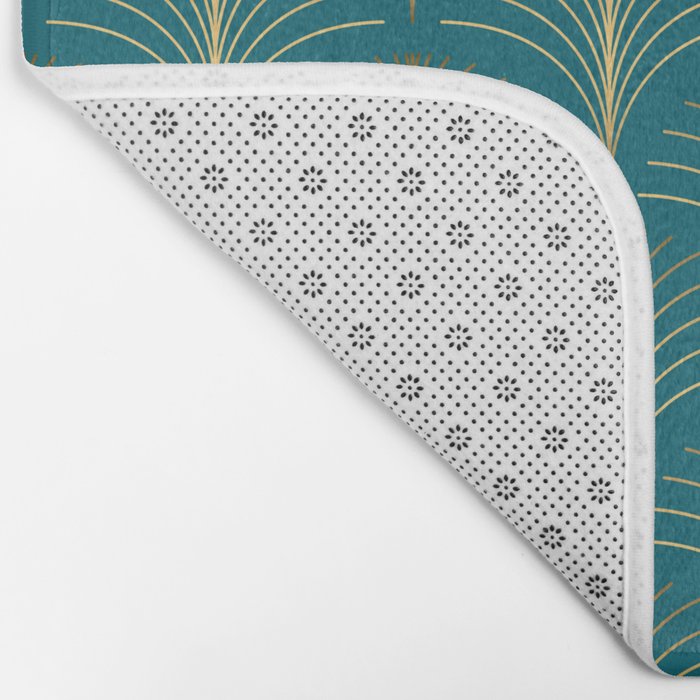 Art Deco Gold Fans on Turquoise Bath Mat Gallery Image 2