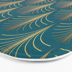 Art Deco Gold Fans on Turquoise Bath Mat Gallery Image 3