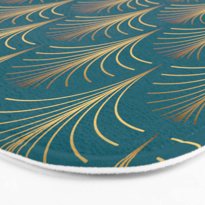 Art Deco Gold Fans on Turquoise Bath Mat Gallery Image 3