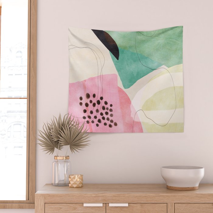 mid centruy organic shapes spring 21 /4 Wall Tapestry Gallery Image 2
