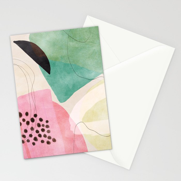 mid centruy organic shapes spring 21 /4 Stationery Card Gallery Image 2