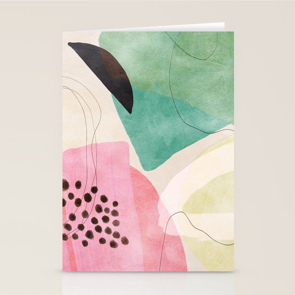 mid centruy organic shapes spring 21 /4 Stationery Card Gallery Image 2